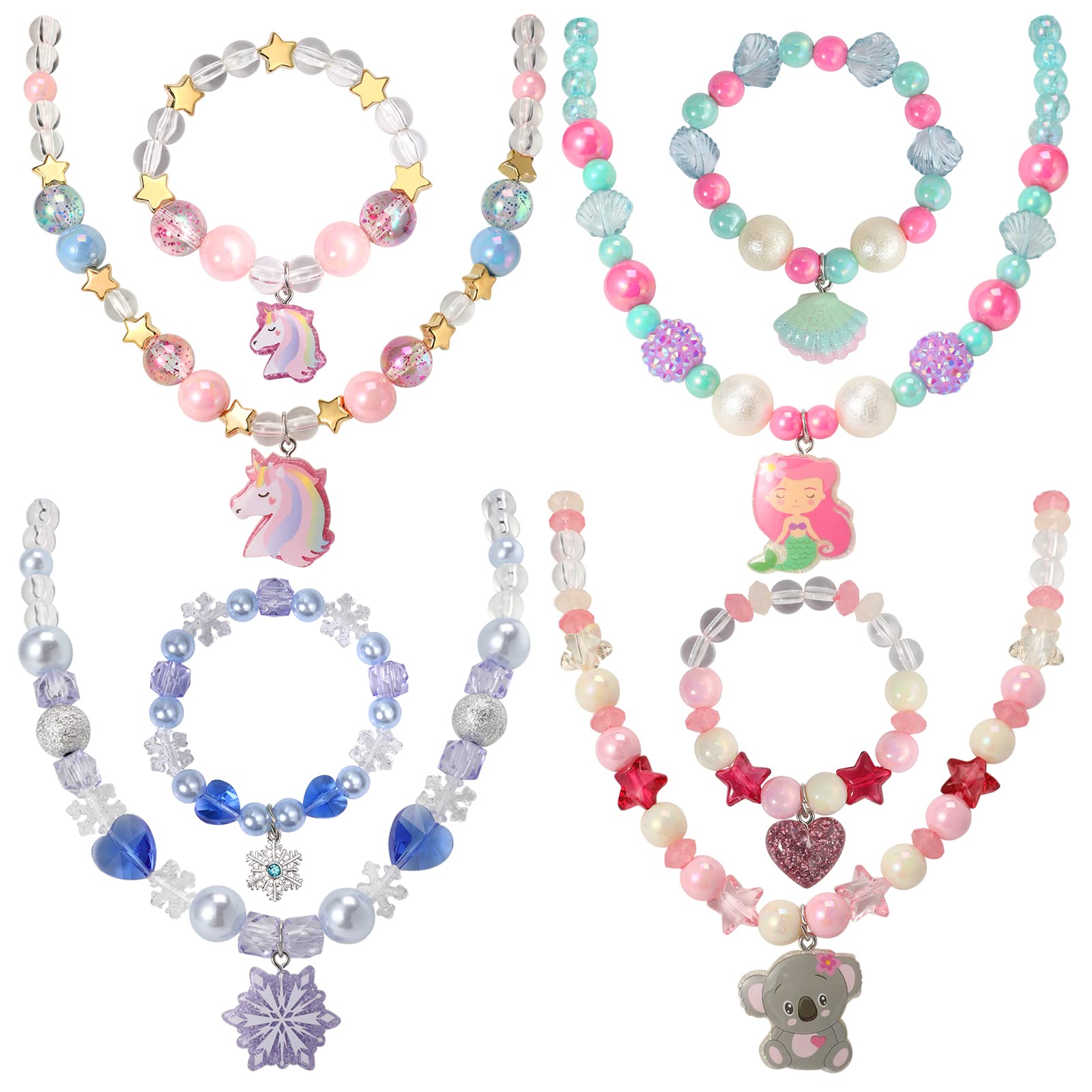Lot De 4 Coquillages Magiques Avec Bracelet De Perles - Bijoux Surprise Pour Filles - Cadeau Anniversaire Enfants Idéal