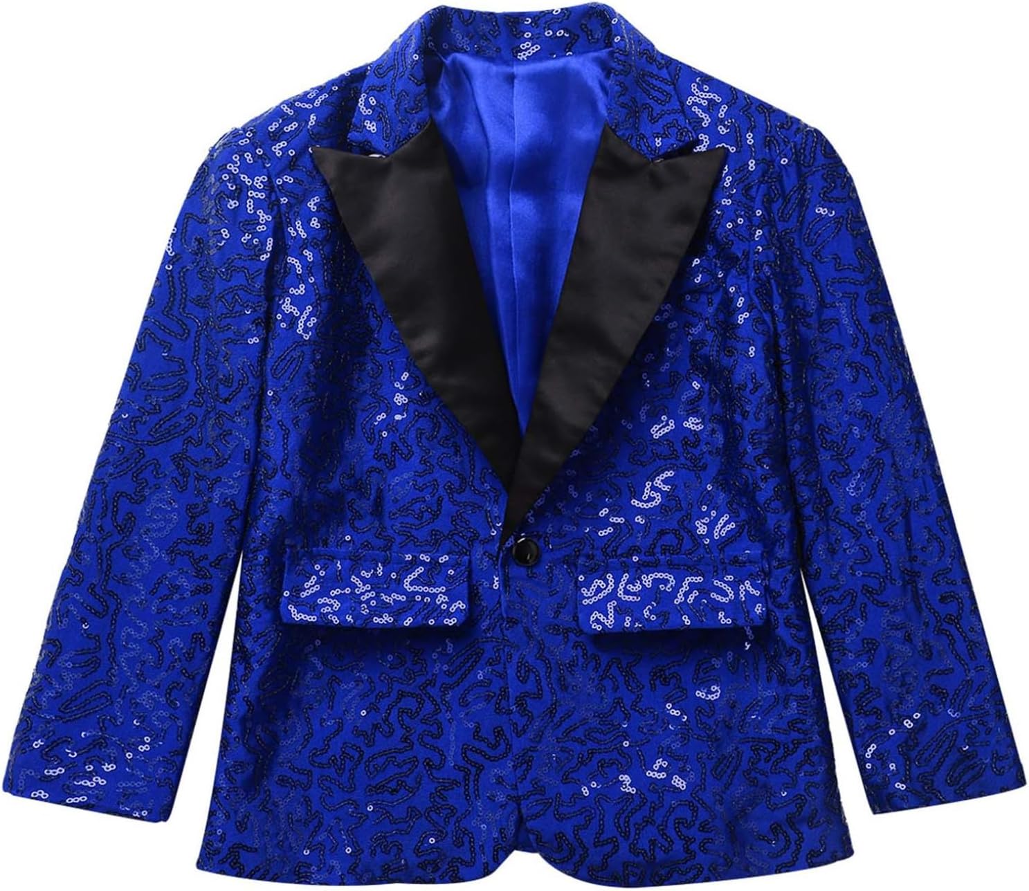 Kids Boys Stylish Shiny Sequins Party Formal Suit Blazer Jacket Coat Gown Wedding Banquet Tuxedo Lapel Shirts
