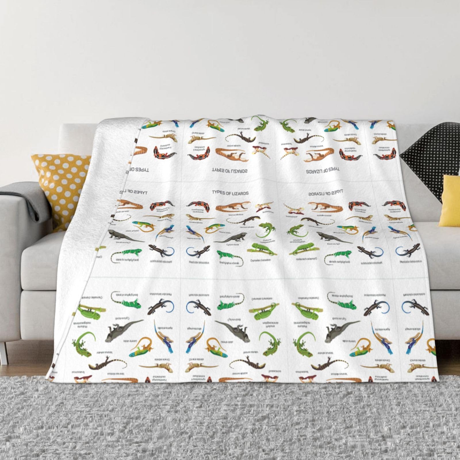 Plaid flanelle doux imprimé lézard jeté de lit doux haute qualité