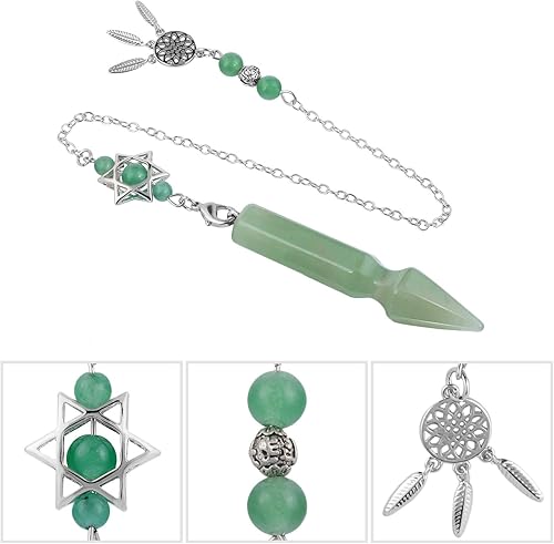 Miniatura 5 de Rockcloud Péndulo colgante de piedra de cristal en forma de flecha para radiestesia adivinación chakras reiki curación meditación, aventurina verde
