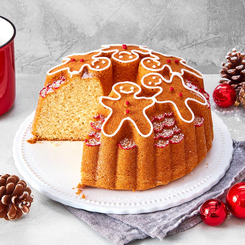 Aluguss-Kuchenform Gingerman - Birkmann - champagner, Ø 22 cm, 22,0 x 22,0 x 9,8 cm, Aluguss, Motivbackform Weihnachten, weihnachtliche Backform mit Antihaftbeschichtung, 200°C | x 9,8 cm, Aluguss, Motivbackform Weihnachten, weihnachtliche Backform mit An