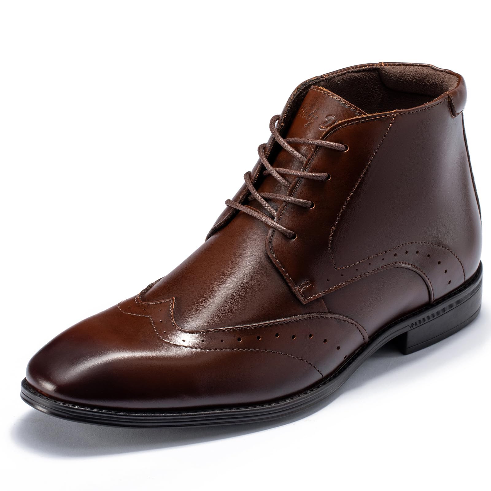 Holy dove Men's Leather Wingtip Brogue Dress Boots Formal Oxford Boot