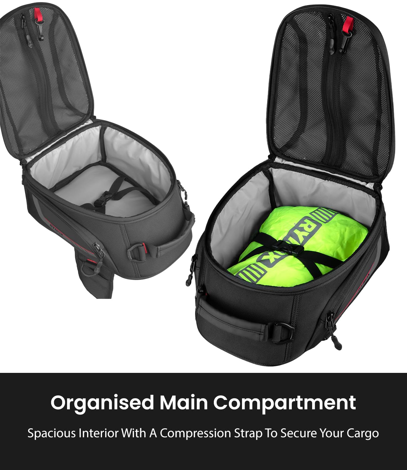 Rynox Optimus 3 Tank Bag 10L| Durable Polyester Fabric | Genuine 3M Retro- Reflective Trims | Genuine YKK Plastic Fittings - Black, 10 LTR - Image 7 thumbnail