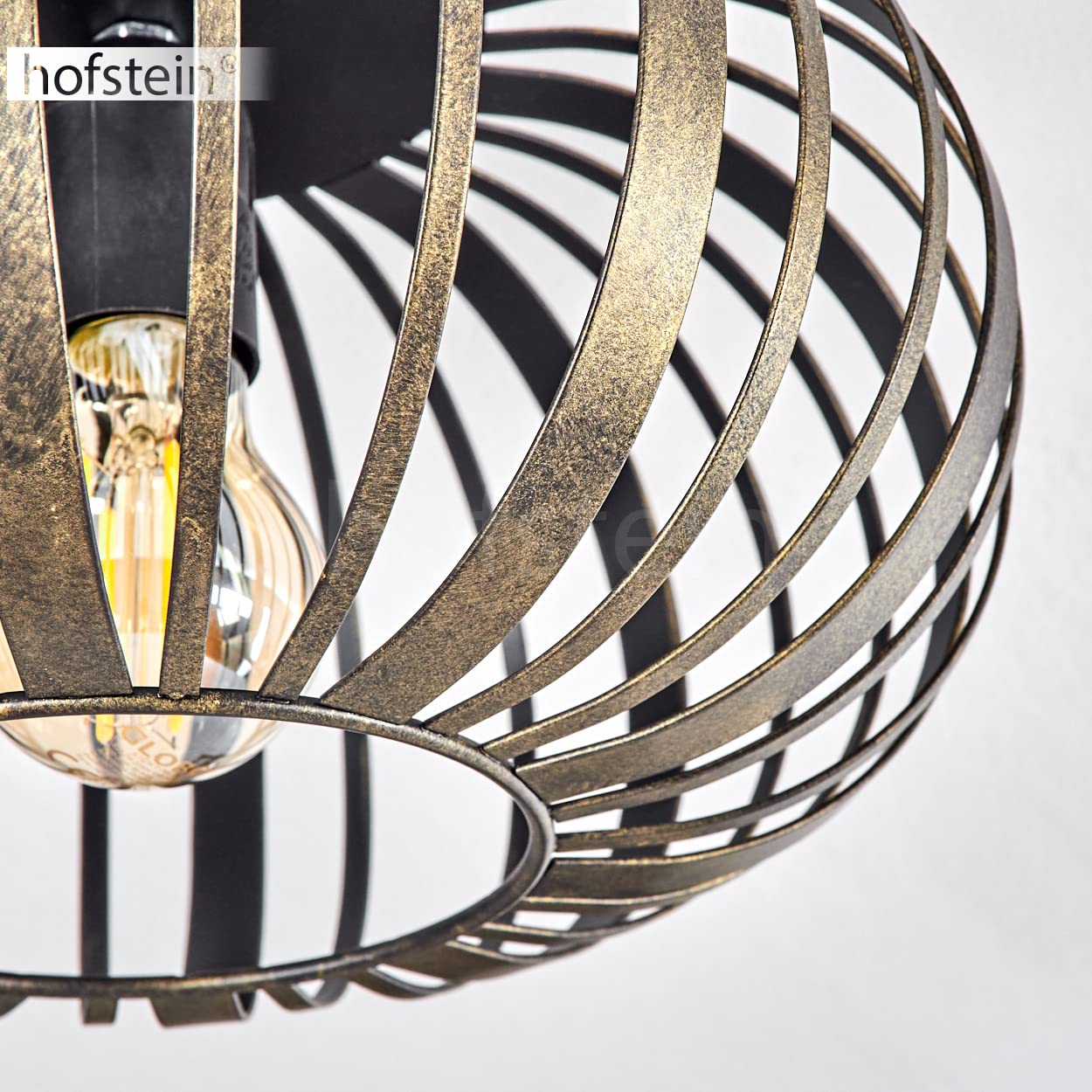 hofstein Plafoniera Oravi, plafoniera in metallo nero/oro antico, con paralume a traliccio, Ø 30 cm, 1 luce, attacco E27, luce moderna con gioco di luce, senza lampadina