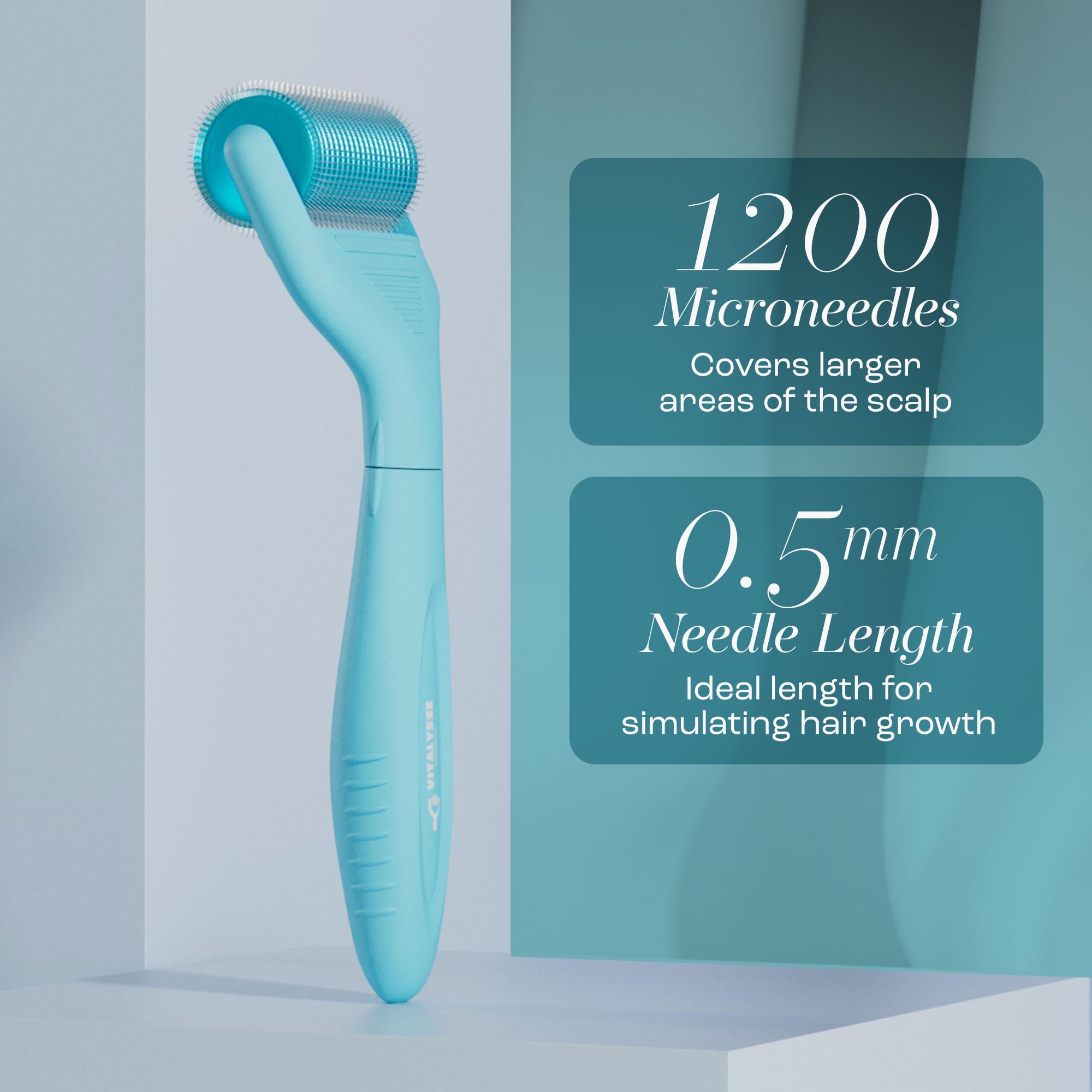 Vitalysse Derma Roller 0.5mm, 1200 Titanium Microneedles for Face Skin Care Hair & Beard Growth - Image 3