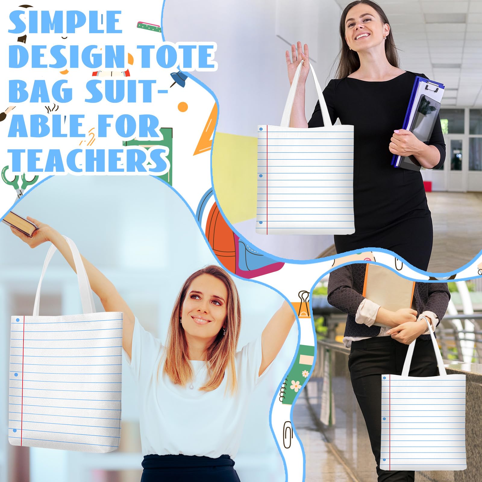Borsa in tela per appunti con scritta "Thank You" (lingua italiana non garantita), regalo per insegnanti, per feste in ufficio