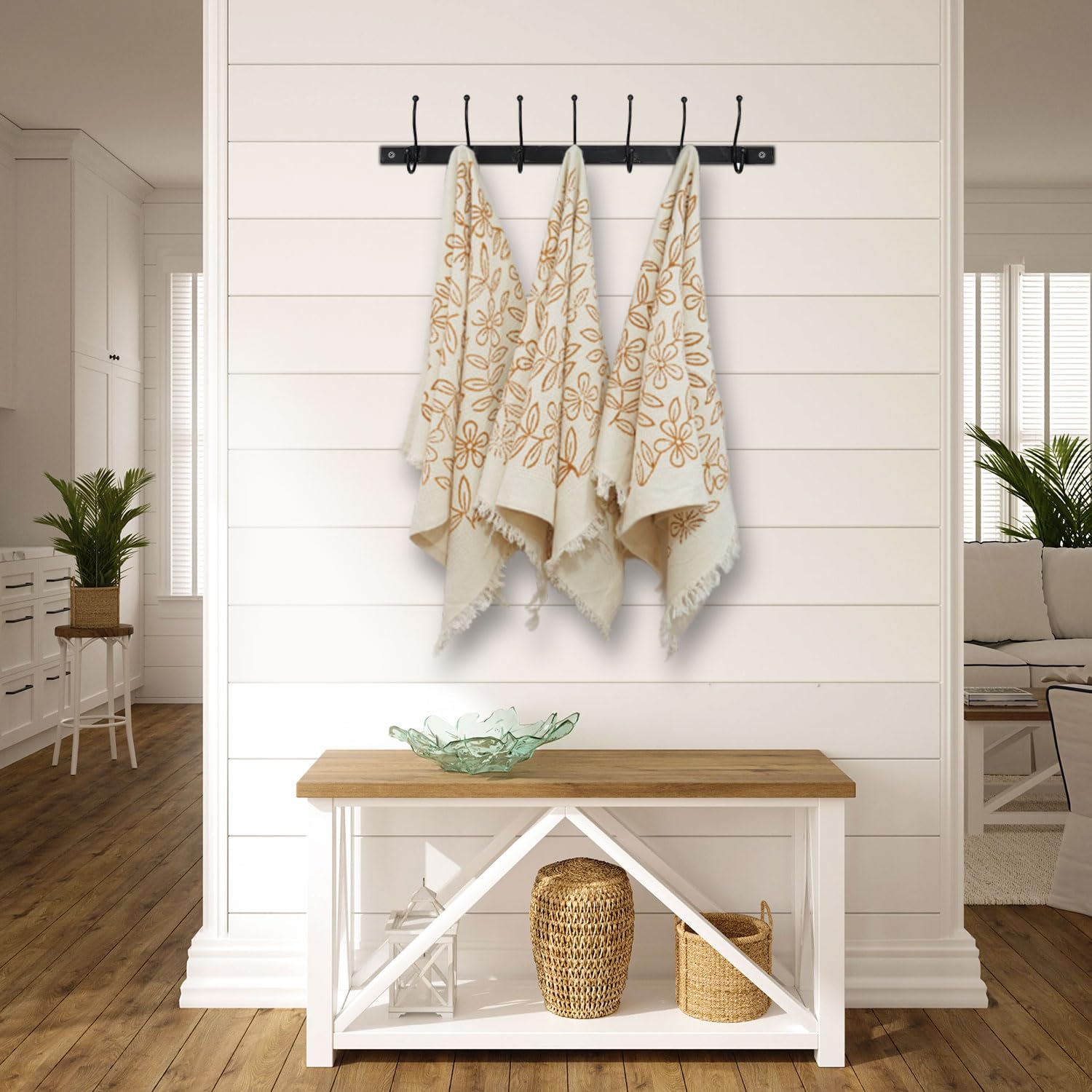 Fabritual 100% Cotton Premium Fabric Hand Block Brown Floral Print Hand Towel 17x32 Inch Set of 2, Lily