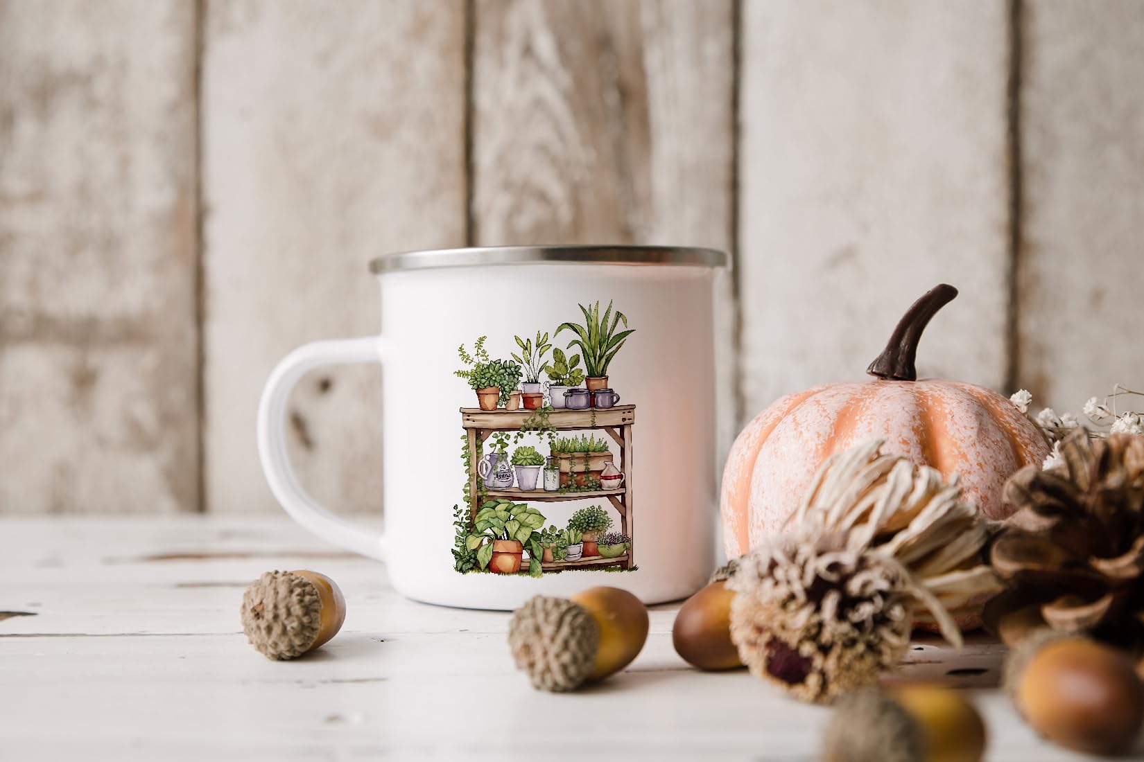 MAXIKIWI - Durable Enamel Coffee or Tea Camping Mug for Indoor Outdoor Use - Gardening Collection - 350ml - Image 5