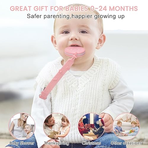 Miniatura 7 de MISSLILI Juguetes de dentición para bebés de 0 a 6, 6 a 12 meses, mordedores de bebé con clip, juguetes de silicona para niños y niñas, diseño de