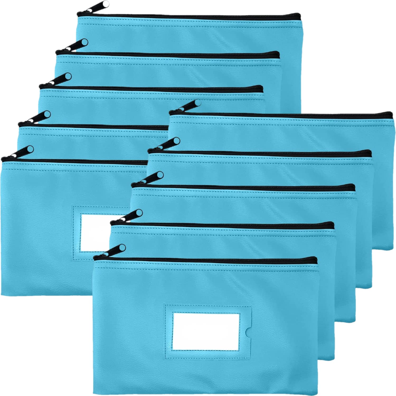 Money Bank Deposit Bag with Zipper, Cash Pouch, Light blue, 11x6 in, (10)