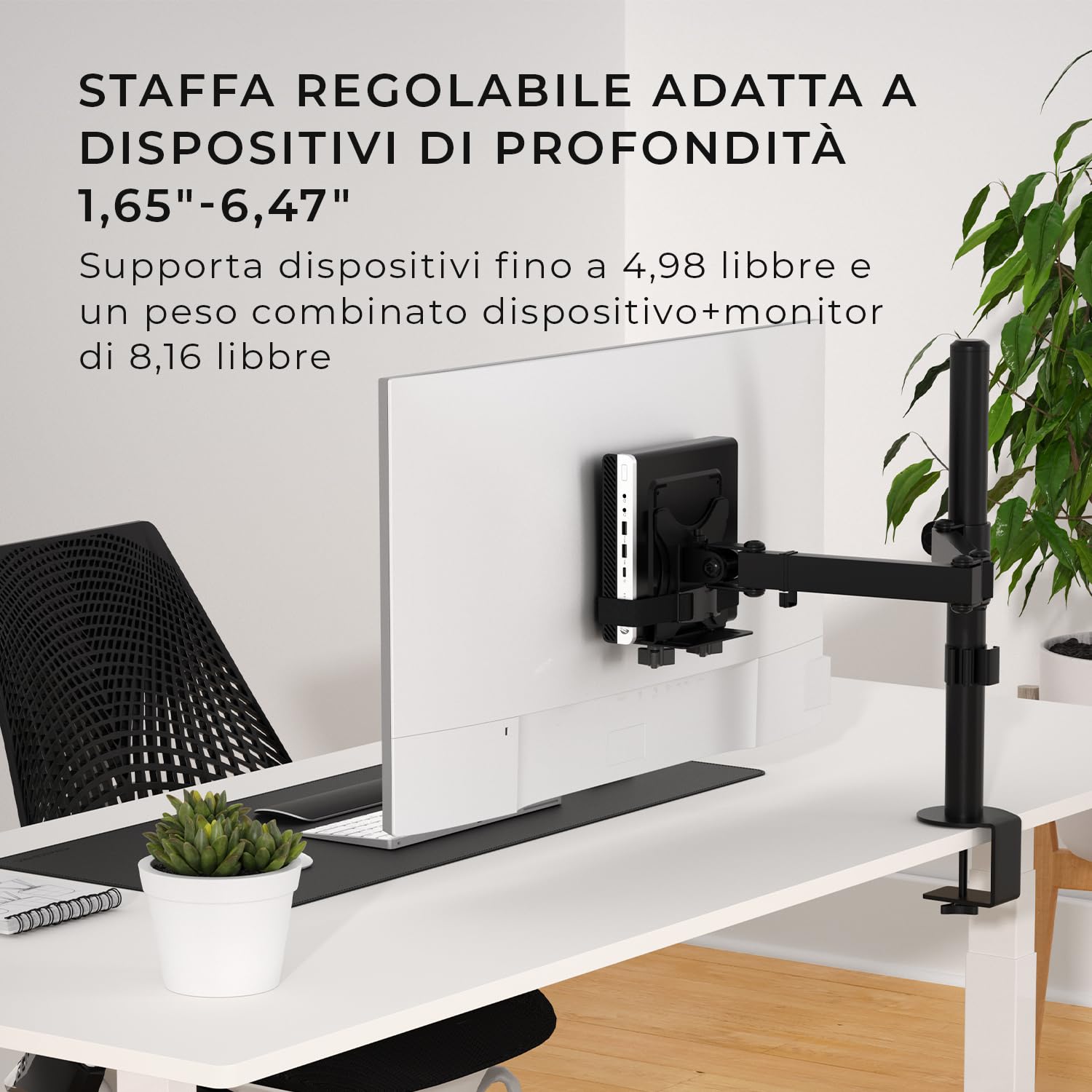 HumanCentric Staffa di montaggio per thin client, per montare un mini PC o un computer su un braccio o supporto per monitor VESA, su un palo o sotto la scrivania o una superficie