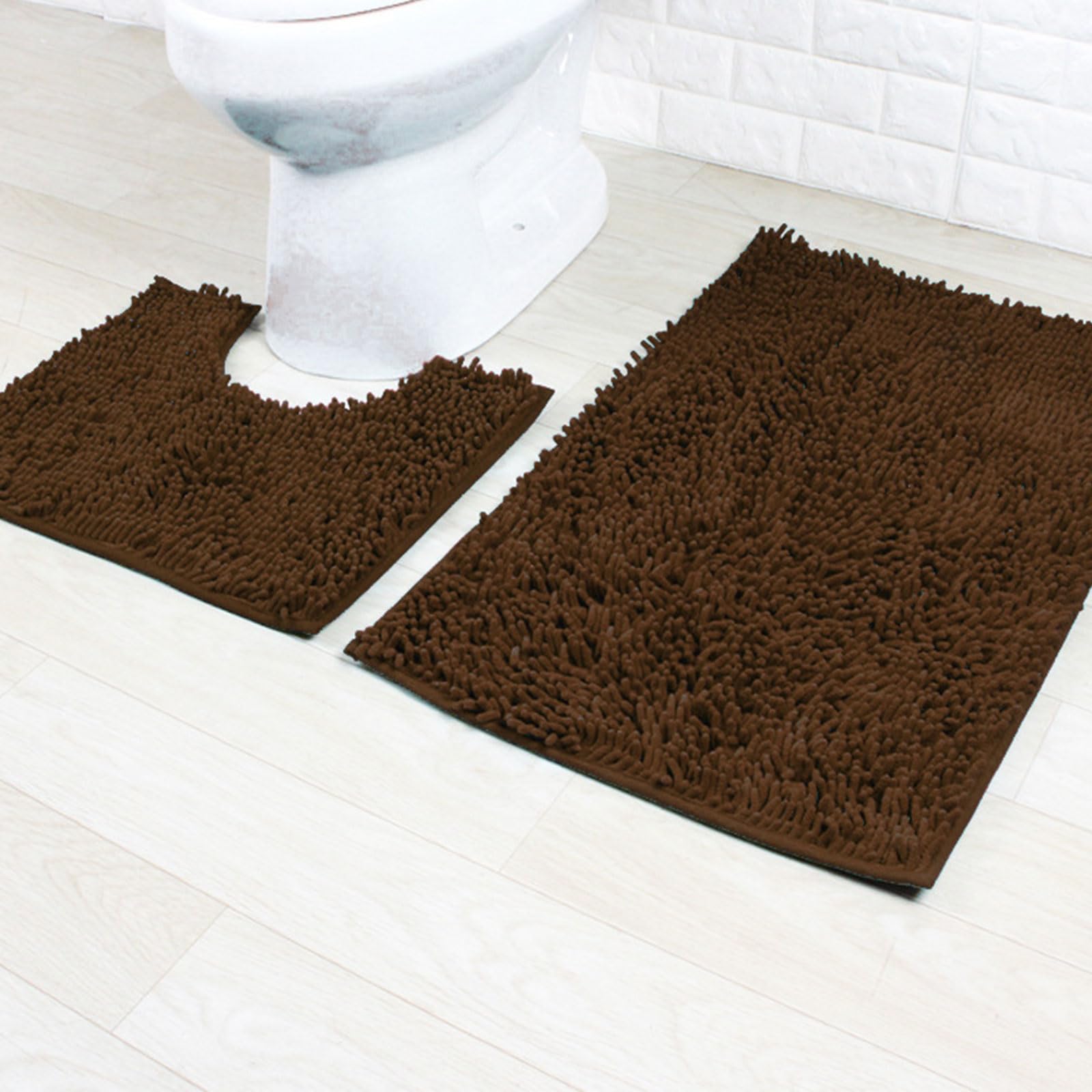 Tappeti da Bagno Tappetini da Bagno in ciniglia Set 2 Tappetini da Bagno Antiscivolo Super assorbenti Tappeti a Forma Decorazione Lavabile in Lavatrice Morbido e Assorbente