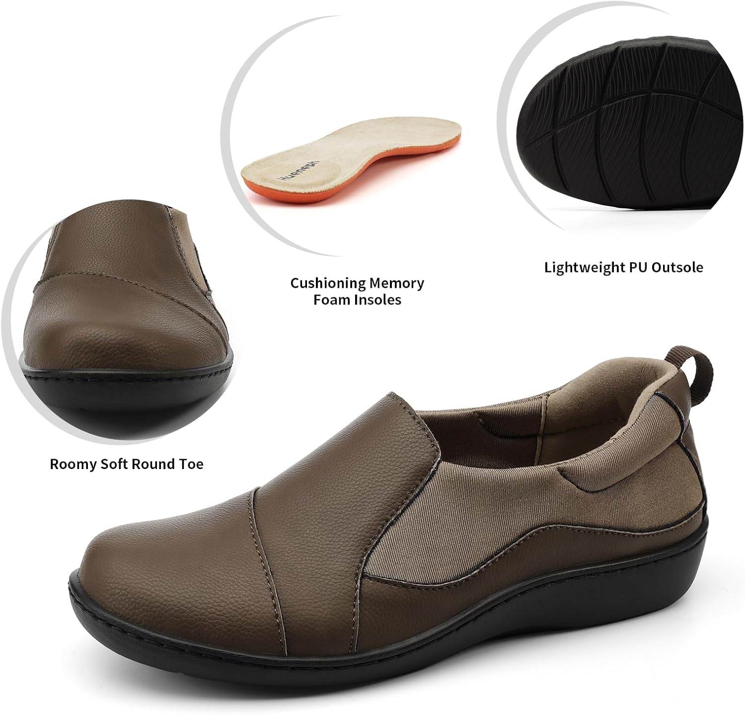 Women's Comfort Leather Loafers Cute Casual Slip On Lightweight Walking Flats Everyday Work Shoes - Image 5