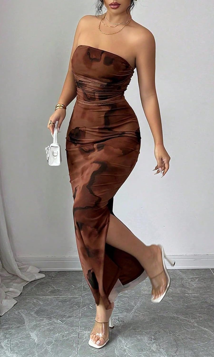 Women's Summer Strapless Dresses 2025 Maxi Bodycon Tube Top Dress Floral Beach Vacation Clothes for Women - Image 3