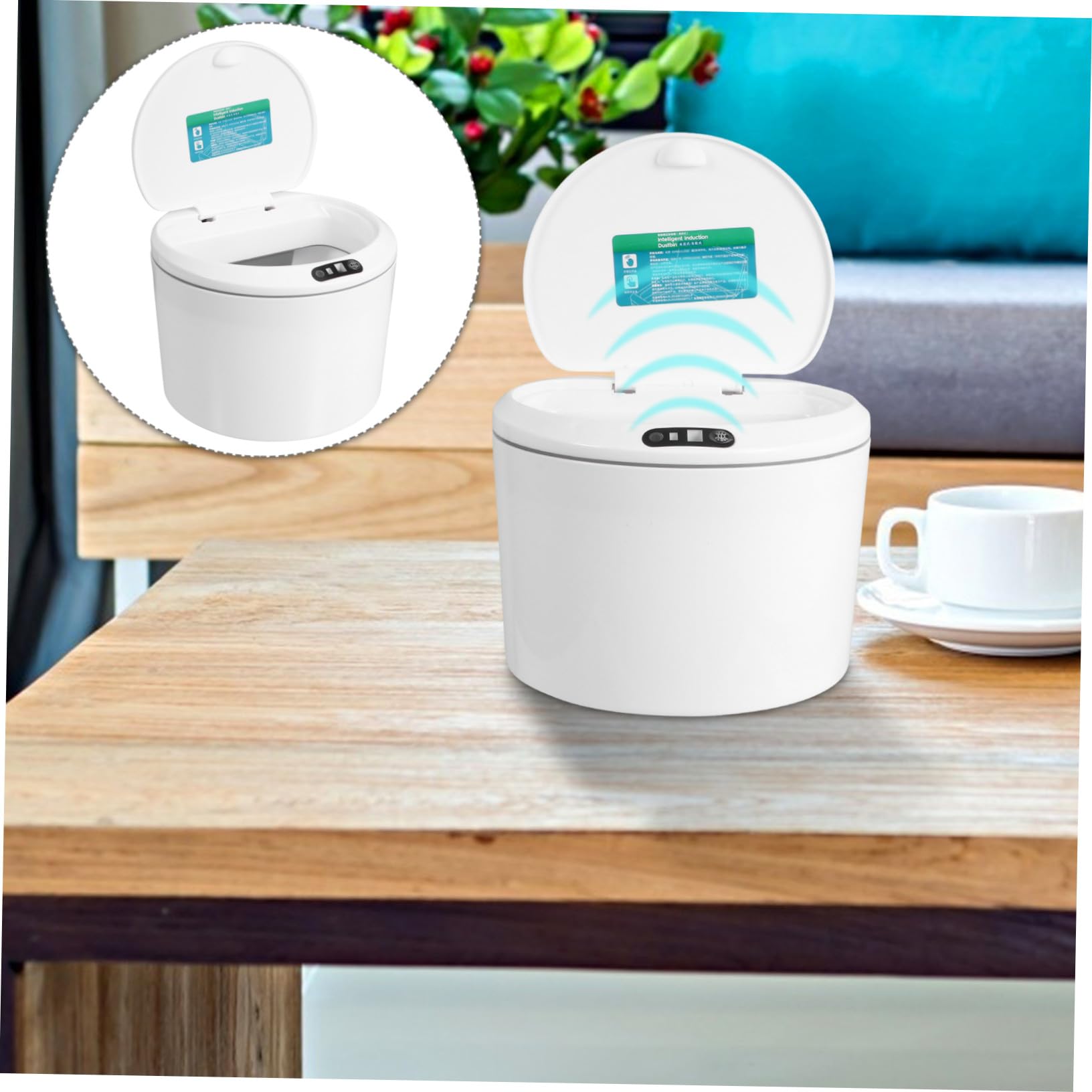 Ipetboom Automatik Auto Mülleimer aus Kunststoff mit Infrarotsensor Weiß | Reise und Fahrzeugmontage, Elektrische Deckelöffnung, Touchlose Bedienung, Multifunktionale Nutzung