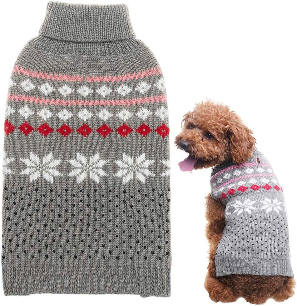 Dog Sweater Christmas Winter Knitwear Xmas Clothes Classic Warm Coats for Cold Days, Grey S