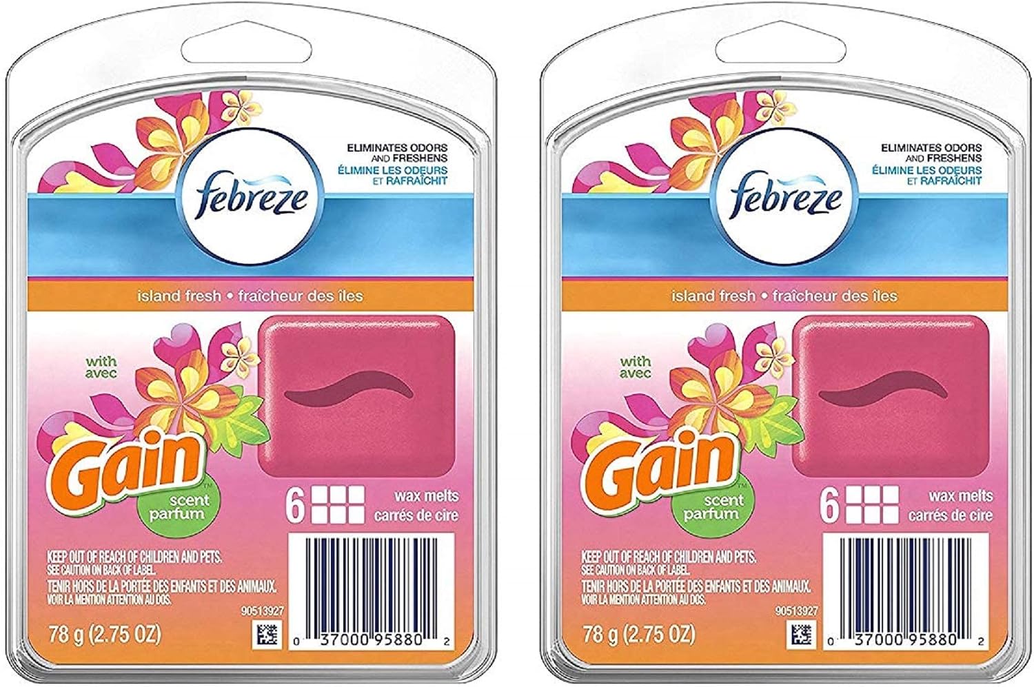 Febreze Wax Melts Air Freshener - Gain Island Fresh - 6 Count Wax Melts Per Package - Net Wt. 2.75 OZ (78 g) Per Package - Pack of 2 Packages