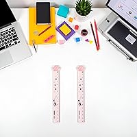 Vista 9 de 2 reglas rectas de garra de gatos rosados de 5.9 in, reglas de medición de escala de plástico, linda herramienta de medición kawaii papelería
