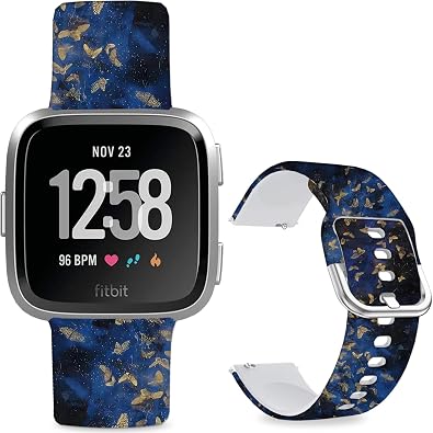 Soft Silicone Watch Bands Compatible with Fitbit Versa 2/Versa/Fitbit Versa Lite/SE Cartoon Band,23mm Cute Floral Pattern Printed Strap Replacement Wristband for Men Women Teens.
