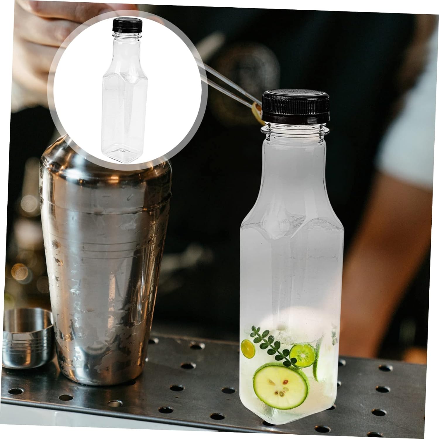 Gatuida 6 Pack 350ml Plastic Beverage Bottles with Caps, Juice