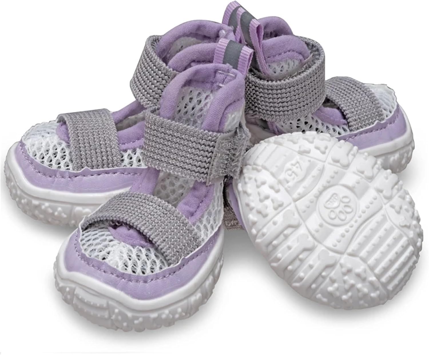 Snacko 4pcs Non-Slip Dog Shoes for Small Breeds - Breathable Mesh Summer Boots for Puppies and Dogs(Purple,55)