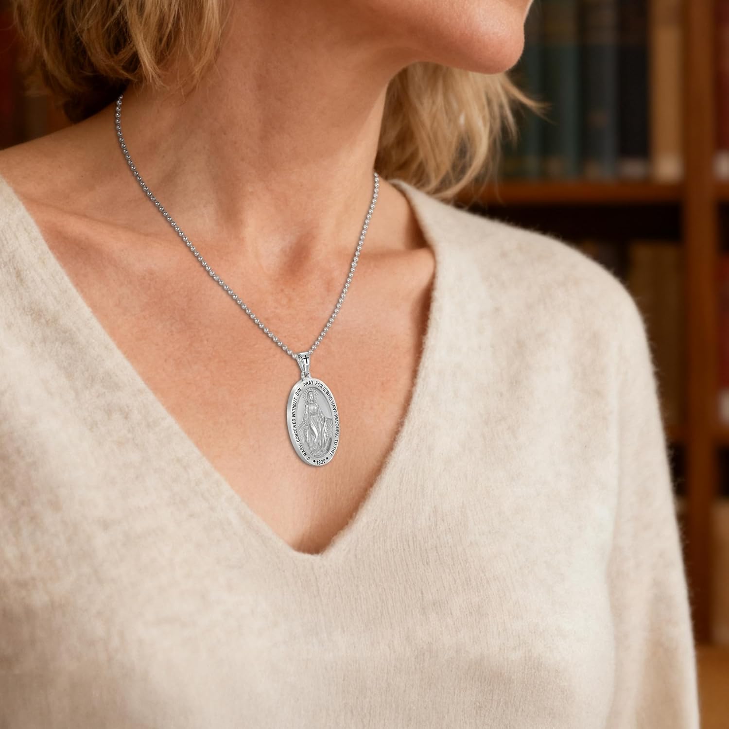 Sterling Silver Catholic Religious Medal Set Pendant Combo: Seal of Seven Archangels, Saint Benedict Medal, Virgin Mary Medal & Saint Michael Protective Charm - Image 4