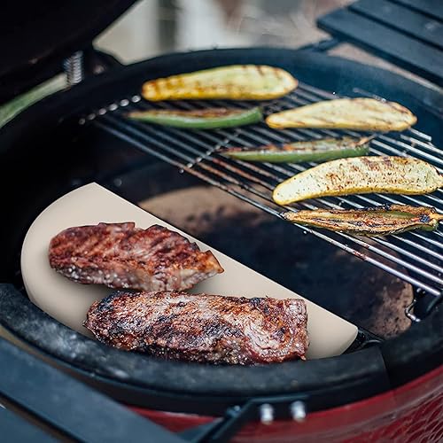Miniatura 4 de Quantfire Half-Moon - Placas deflectoras de calor de cerámica para Kamado Joe Classic I, II, III, accesorios de barbacoa de huevo verde grande,