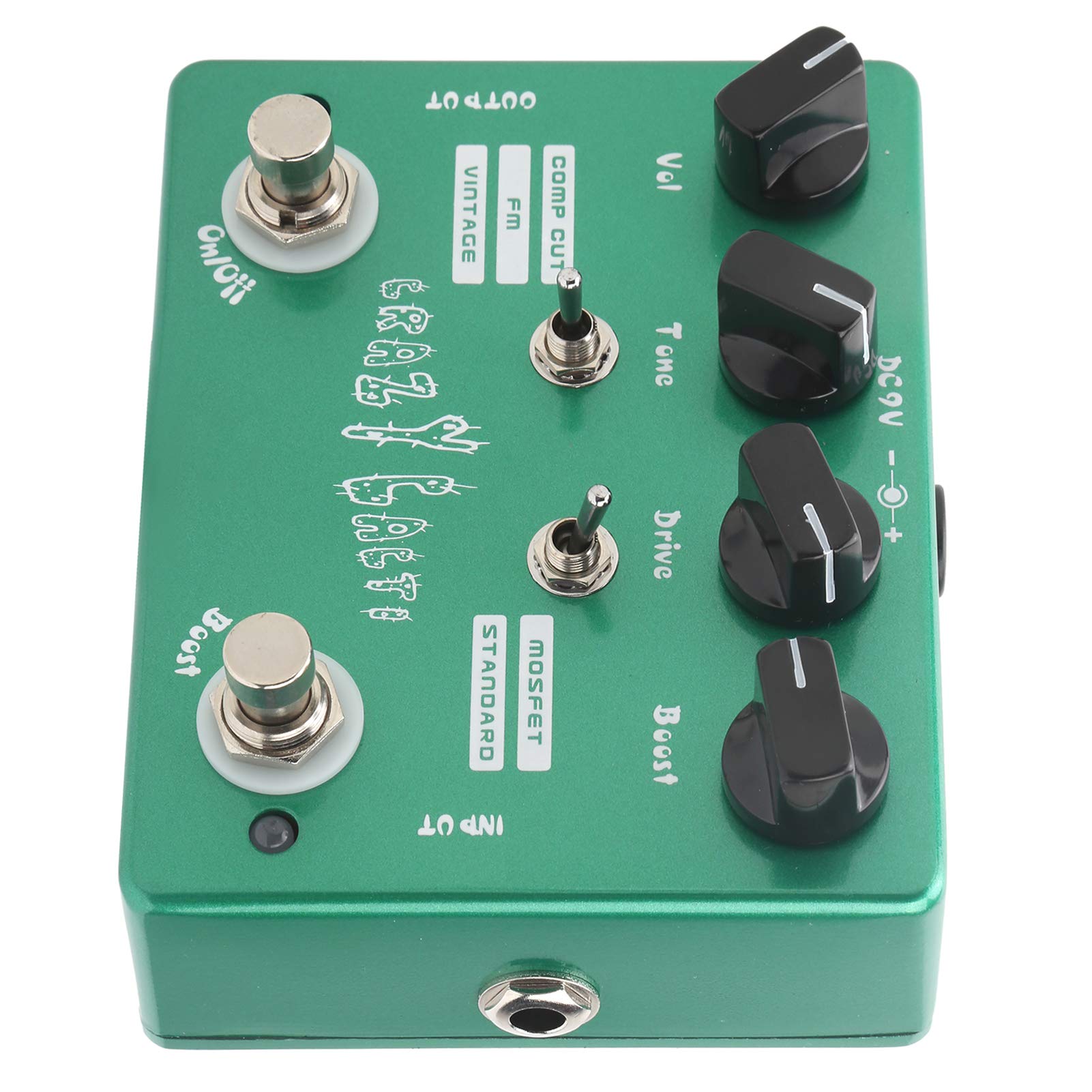 Pedał Przesterowania Gitary Elektrycznej z Trybami Vintage i Clean Boost 4 Pokrętła 2 Przełączniki dla Gitarzystów