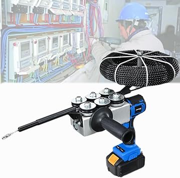 Automatic Wire Stringing Machine, Wire Cable Puller, 40m/min cordless electric stringing wire puller, Perfect for Smoothly Stringing Wires Across Walls, Lithium Battery Threading Machine,2Battery