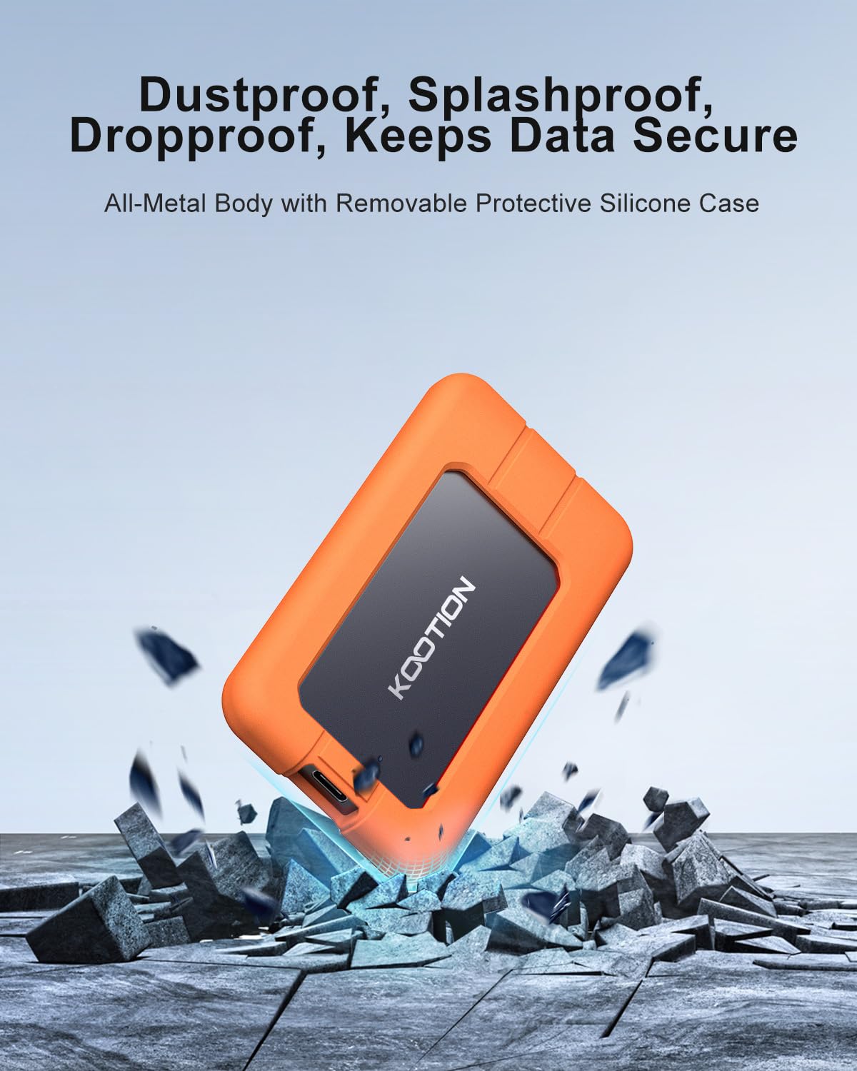 SSD portátil de 1 TB USB-C hasta 2000 MB/s USB 3.2 SSD externo USB 3.2 Gen 2x2 Unidad de estado sólido portátil con funda protectora a prueba de golpes impermeable tipo C unidad de estado 5