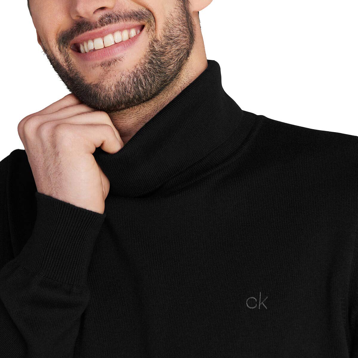 Calvin Klein Uomo 2026 CK Maglione Durevole a Costine con Collo Alto