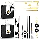 2Pcs Quartz Clock Mechanism Kit, Wall Clock Mechanisms Mattery Powered Replacement, Clock Movement Parts Motor Replacement DIY Repair Parts with 5 Set Hands (No Battery)