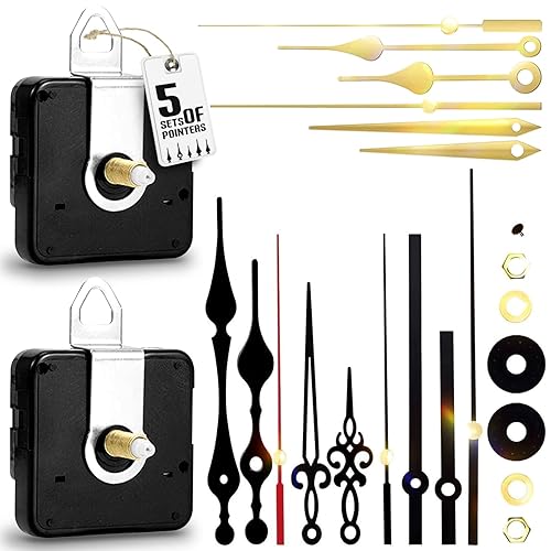 2Pcs Quartz Clock Mechanism Kit, Wall Clock Mechanisms Mattery Powered