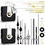 2Pcs Quartz Clock Mechanism Kit, Wall Clock Mechanisms Mattery Powered Replacement, Clock Movement Parts Motor Replacement DIY Repair Parts with 5 Set Hands (No Battery)