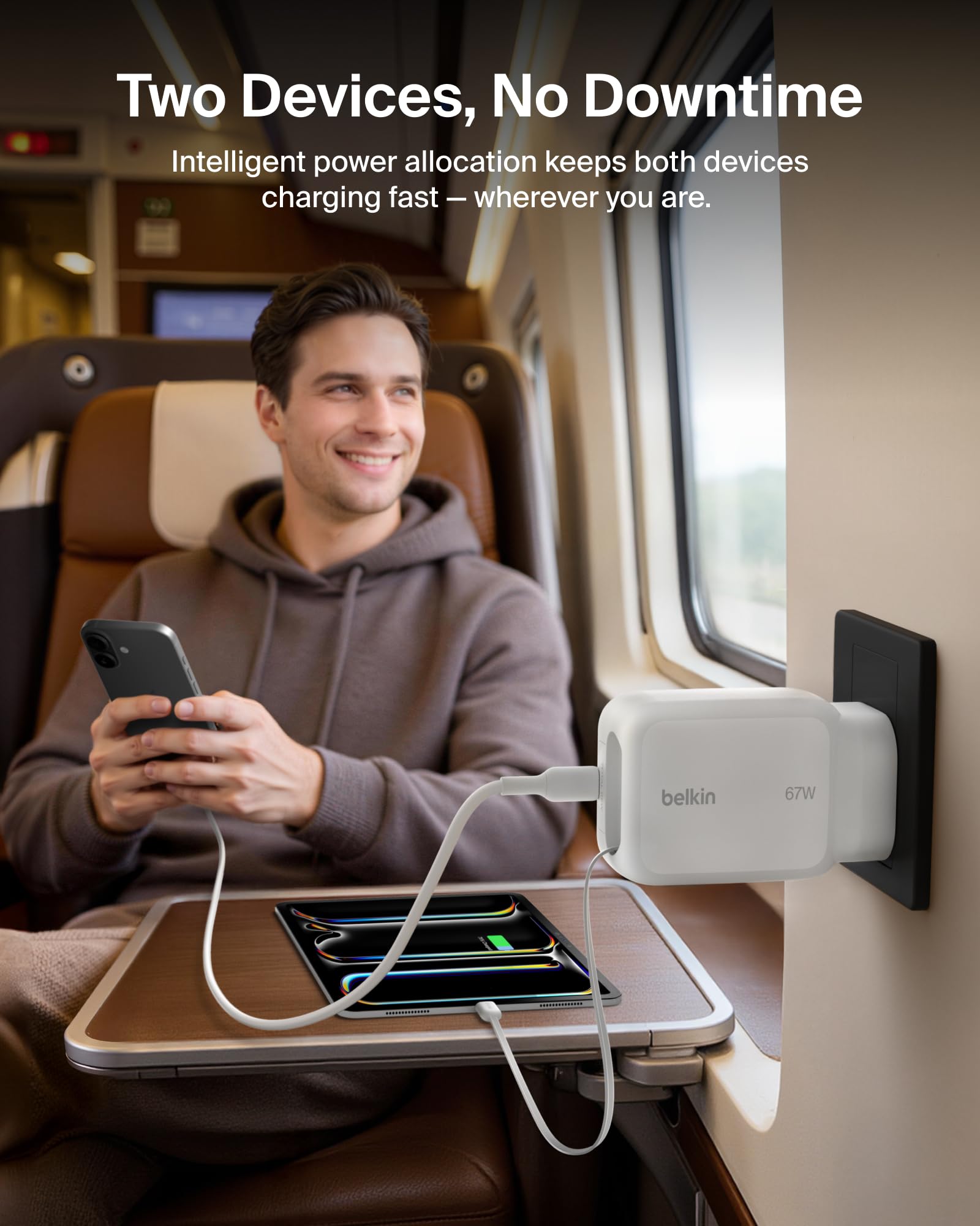 Belkin USB-C Ladegerät 67W mit 3,3 Fuß zurückziehbarem USB-C-Kabel image 5