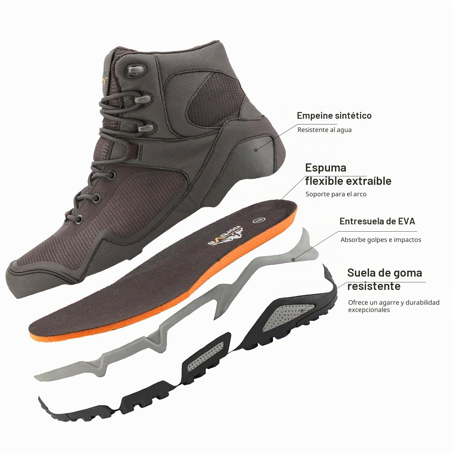 NORTIV 8 Botas de senderismo impermeables para hombre, ligeras, para senderismo, montañismo, camping