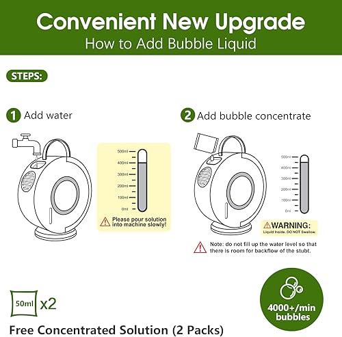 Miniatura 5 de Máquina de burbujas para niños pequeños, soplador automático de burbujas recargable, 90 360 automático giratorio portátil juguete de burbujas