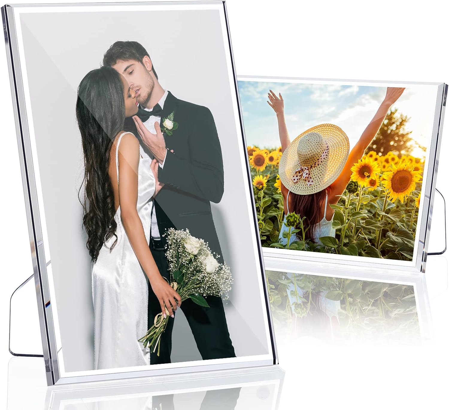 6ピース 4 x 6インチ 写真フレーム アクリルクリアフォトフレーム マグネット付き 垂直アクリルフレーム マグネットフォトフレー