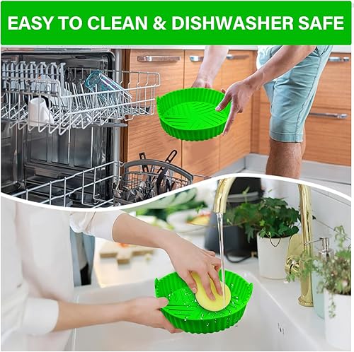 Miniatura 4 de Olla de silicona para freidora de aire de 3 a 5 cuartos de galón, tazón de cesta de silicona para freidora de aire, reemplazo de papel pergamino