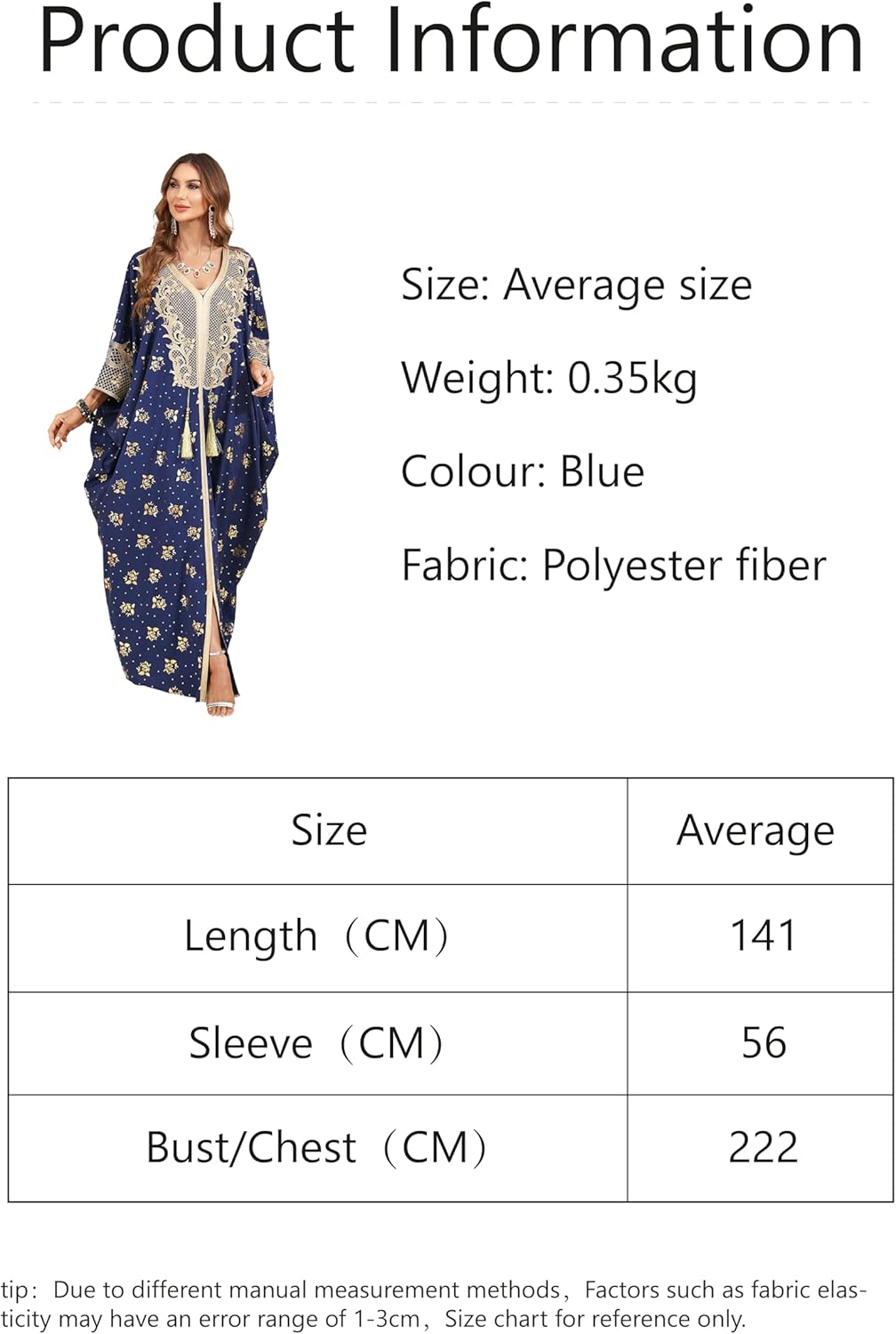 Qianliniuinc Women Muslim Maxi Dress Abaya - Lady Long Sleeve Maxi Dress Dubai Gown Jalabiya One Size