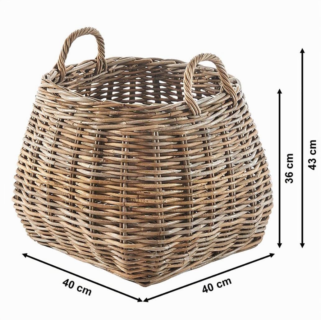 Kobolo Dekokorb Aufbewahrungskorb Korb mit Henkeln aus Rattan Kubu Grey
