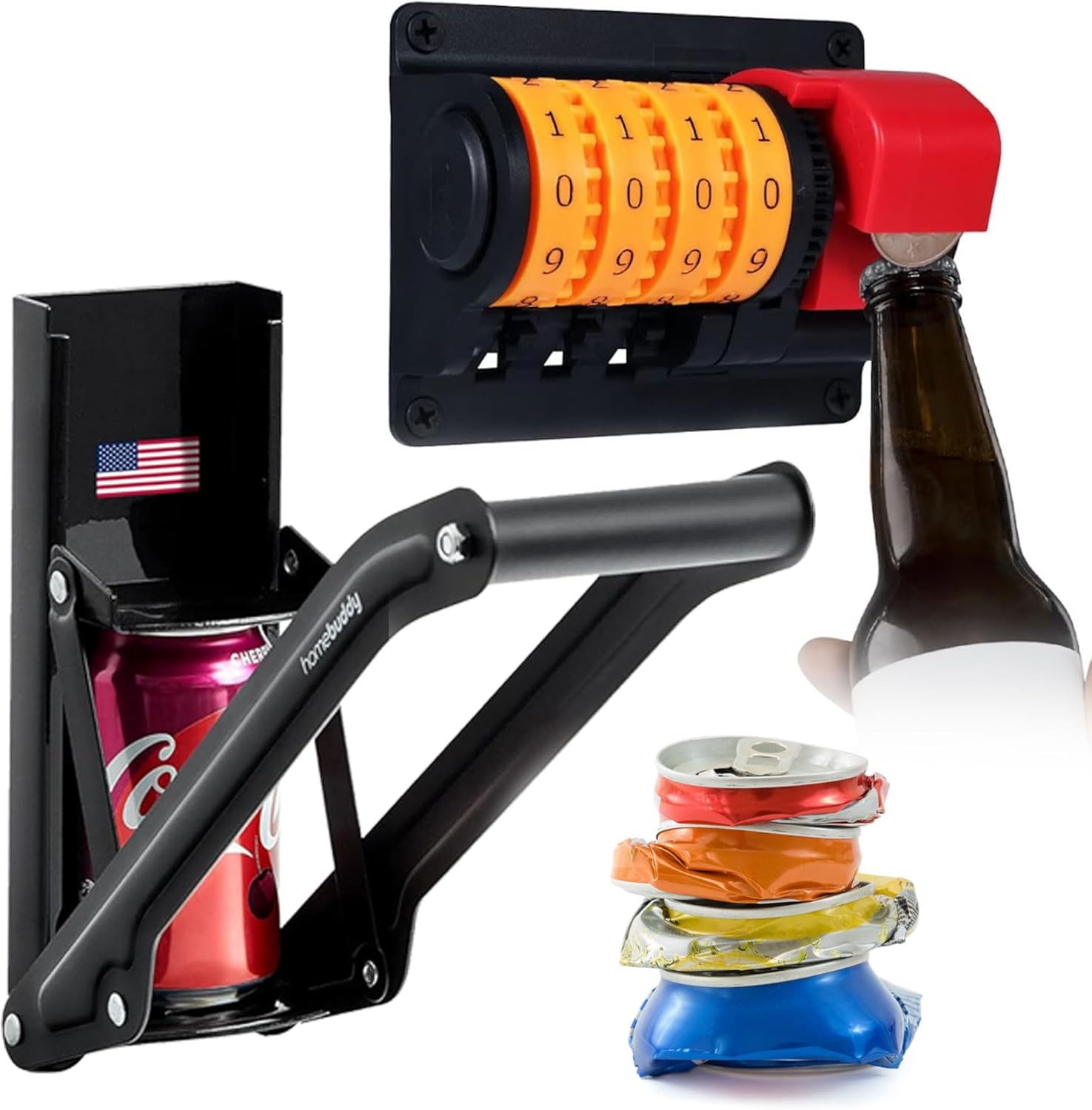 Wall Mounted Can Crusher and Bottle Opener