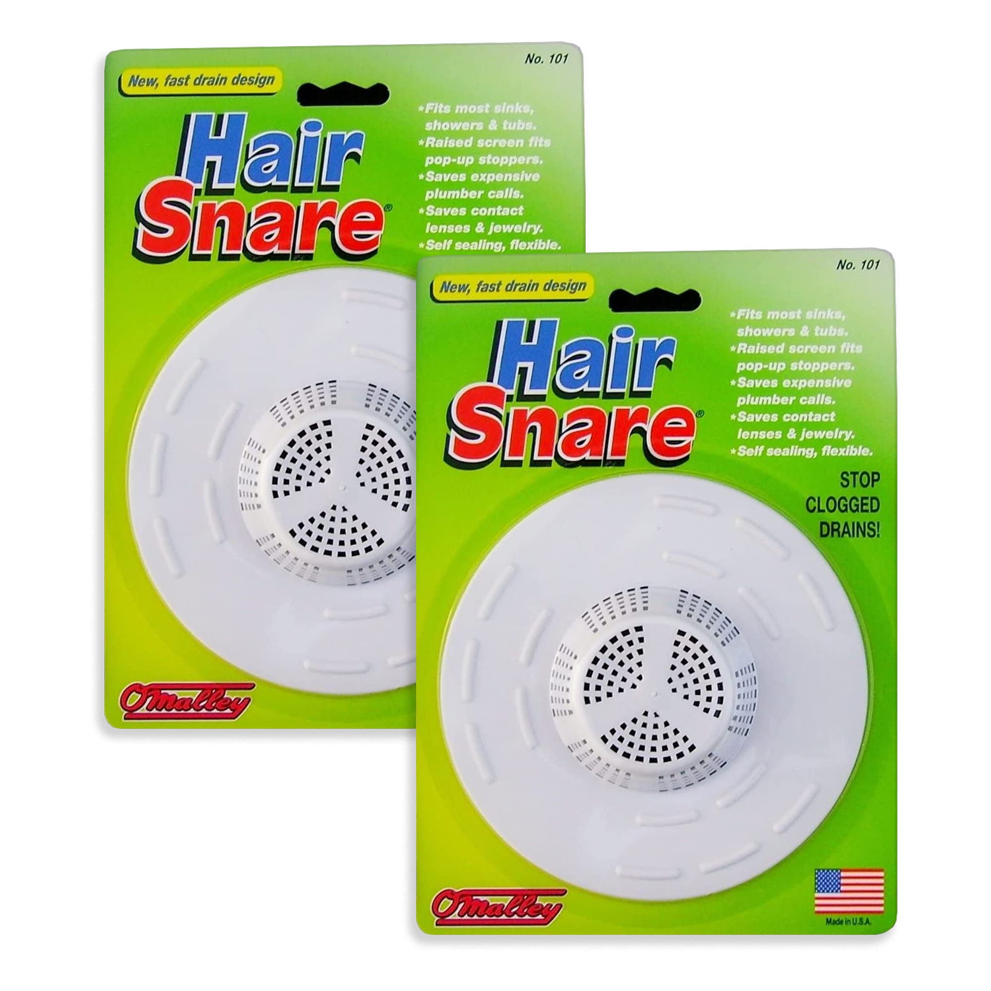 O'Malley Hair Snare Drain Cover Universal - White (2 Pack) …