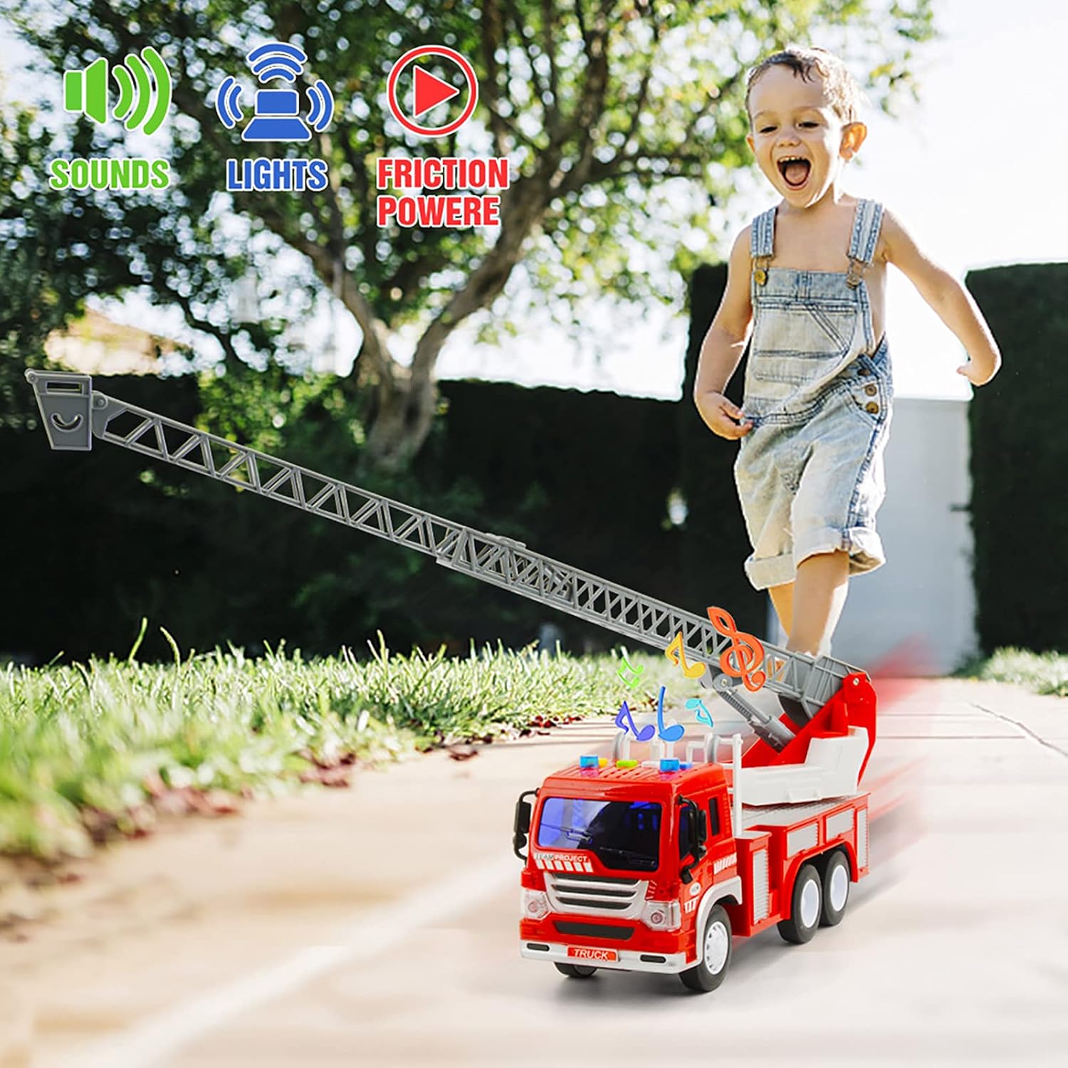 Fire Trucks for Boys with Lights and Sounds,TOYABI Extending Rescue Rotating Ladder Realistic Design Electric Firetruck Toys for Kids 3-8 Construction Vehicles Fire Truck Toys Gift : Clothing, Shoes & Jewelry