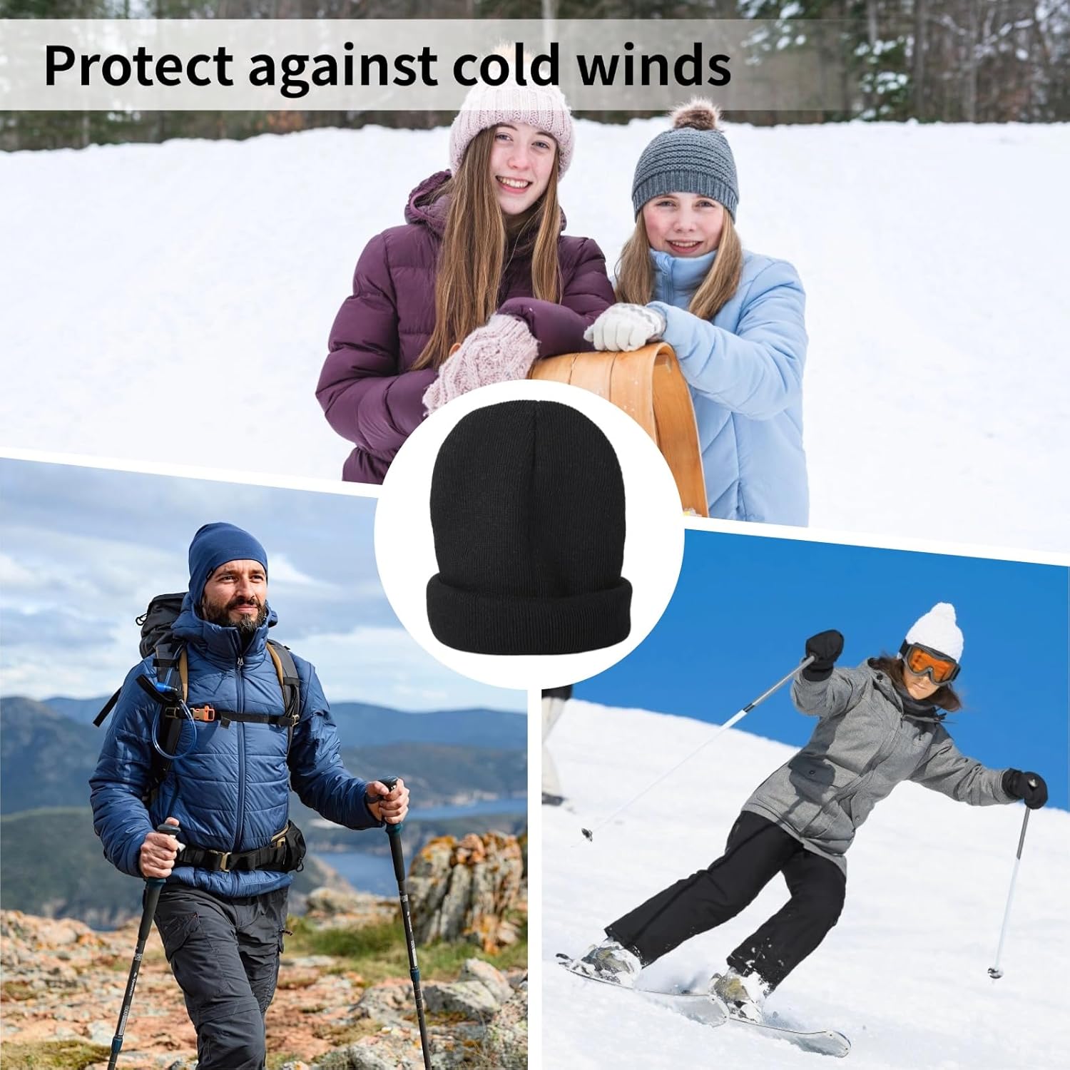 25 Pcs Warm Knit Hats, Black Color Beanie, Winter Autumn Polyester Headwear, Comfortable Winter Beanie Cuffed Caps for Men Women, Indoor Outdoor Activities - Image 5