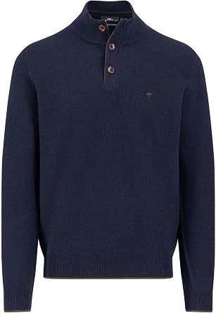 FYNCH-HATTON Cotton Pullover with Button Down and Stand-Up Collar