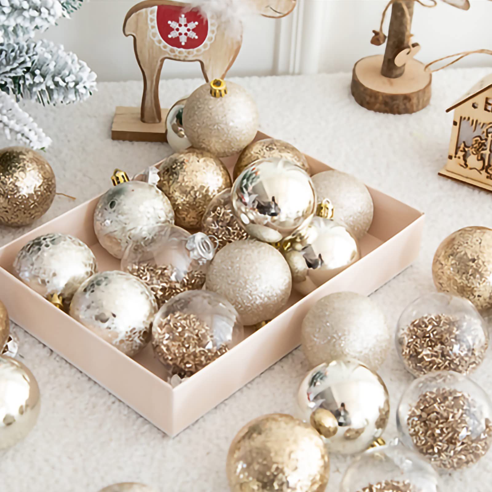 Palline di Natale, 30 pezzi di natale palline ornamenti, albero Natale infrangibili for la decorazione festa, 2.36x2.36" Palline di Natale Riutilizzabili(E)