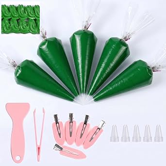 5Pcs Decoden Cream Glue Kit, 100g Fake Whipped Cream for DIY Phone Case, with 5 Hair Clips & Decorating Tools, Craft Kit for Mirror & Resin, Gift for Birthday & Christmas Christmas Green