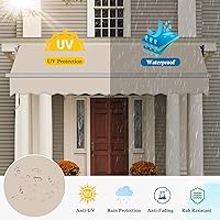 Vista 6 de Toldo de patio de 8.2 x 6.5 pies, toldo retráctil, cubierta parasol, refugio al aire libre, toldo con manivela y poliéster resistente al agua