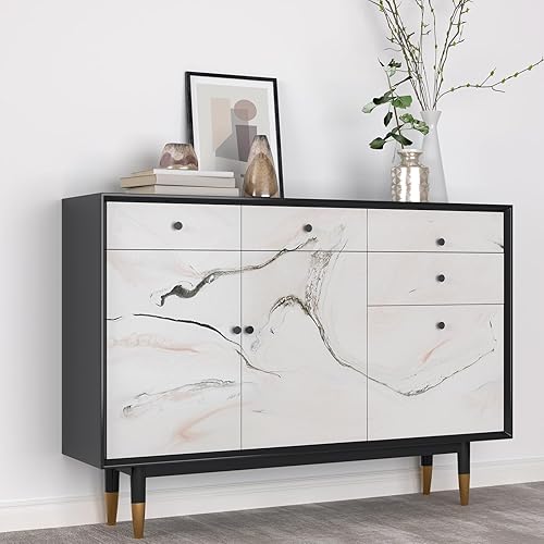 Miniatura 3 de Decotalk Papel de contacto para cubierta de encimera, papel de contacto de mármol de 17.7 x 200 pulgadas, papel de contacto de mármol blanco y rosa,